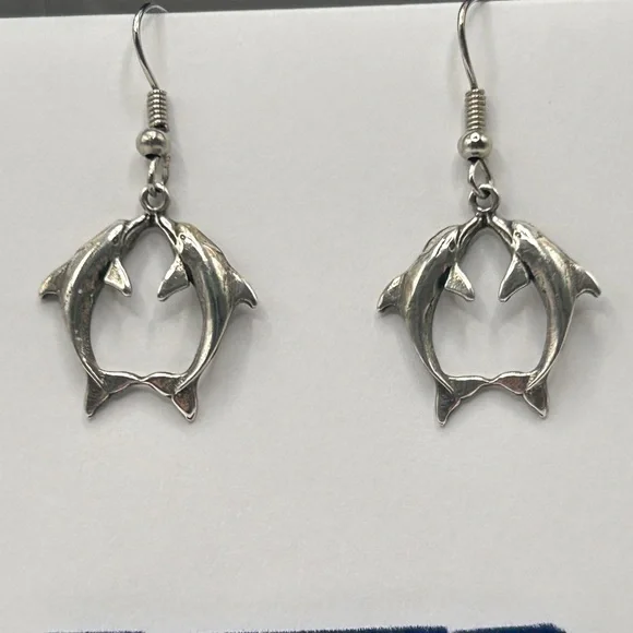 Silver Dolphin Earrings - Picture 8 of 8